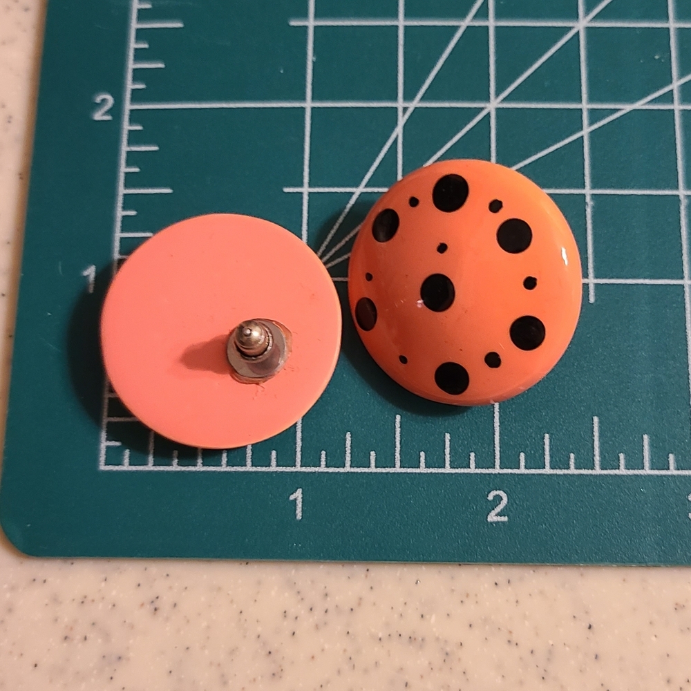 Orange Polka Dot Earrings 90s Style On Sale